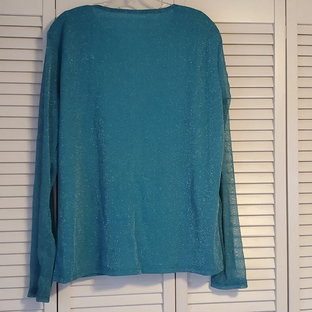 Elegant Teal Shimmering Top - Picture 6 of 10